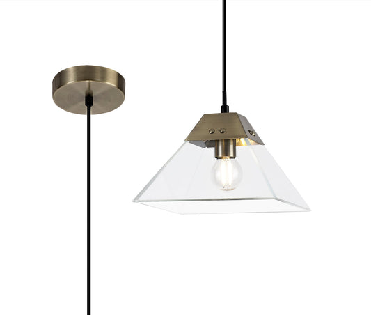 Whitley Square Pendant Small, 1 Light E14, Antique Brass 2