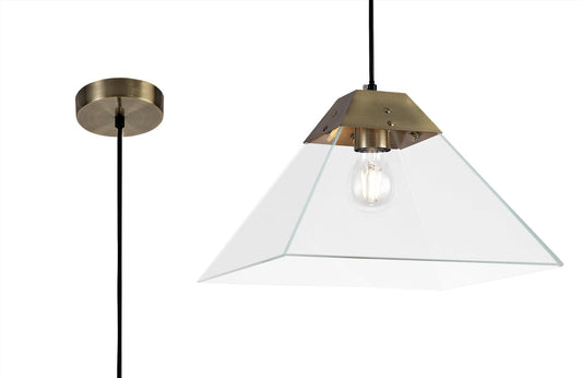 Whitley Square Pendant Large, 1 Light E27, Antique Brass 2