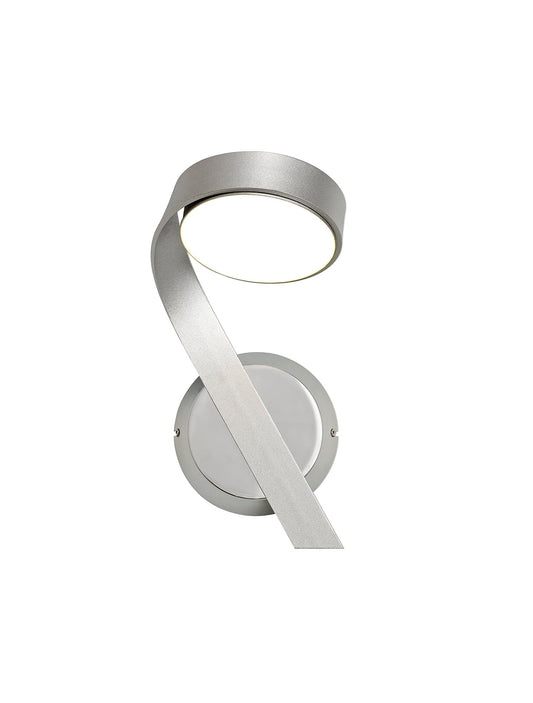 Willow Wall Lamp Left Switched, 1 x 10W LED, 3000K, 800lm, Silver and Polished Chrome, 3yrs Warranty