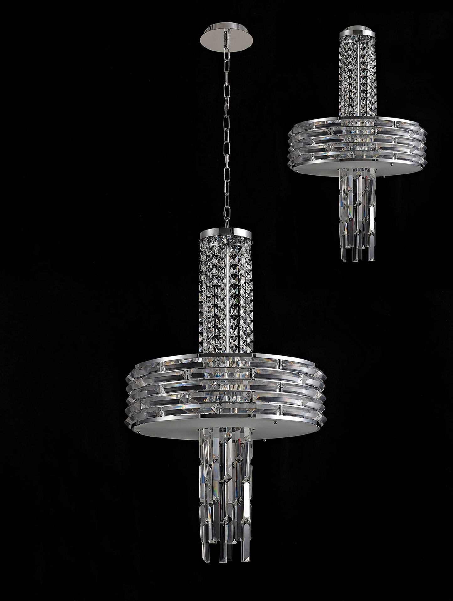 Wilmslow Pendant and Semi Ceiling Convertible, 7 x E14, Polished Chrome and Crystal