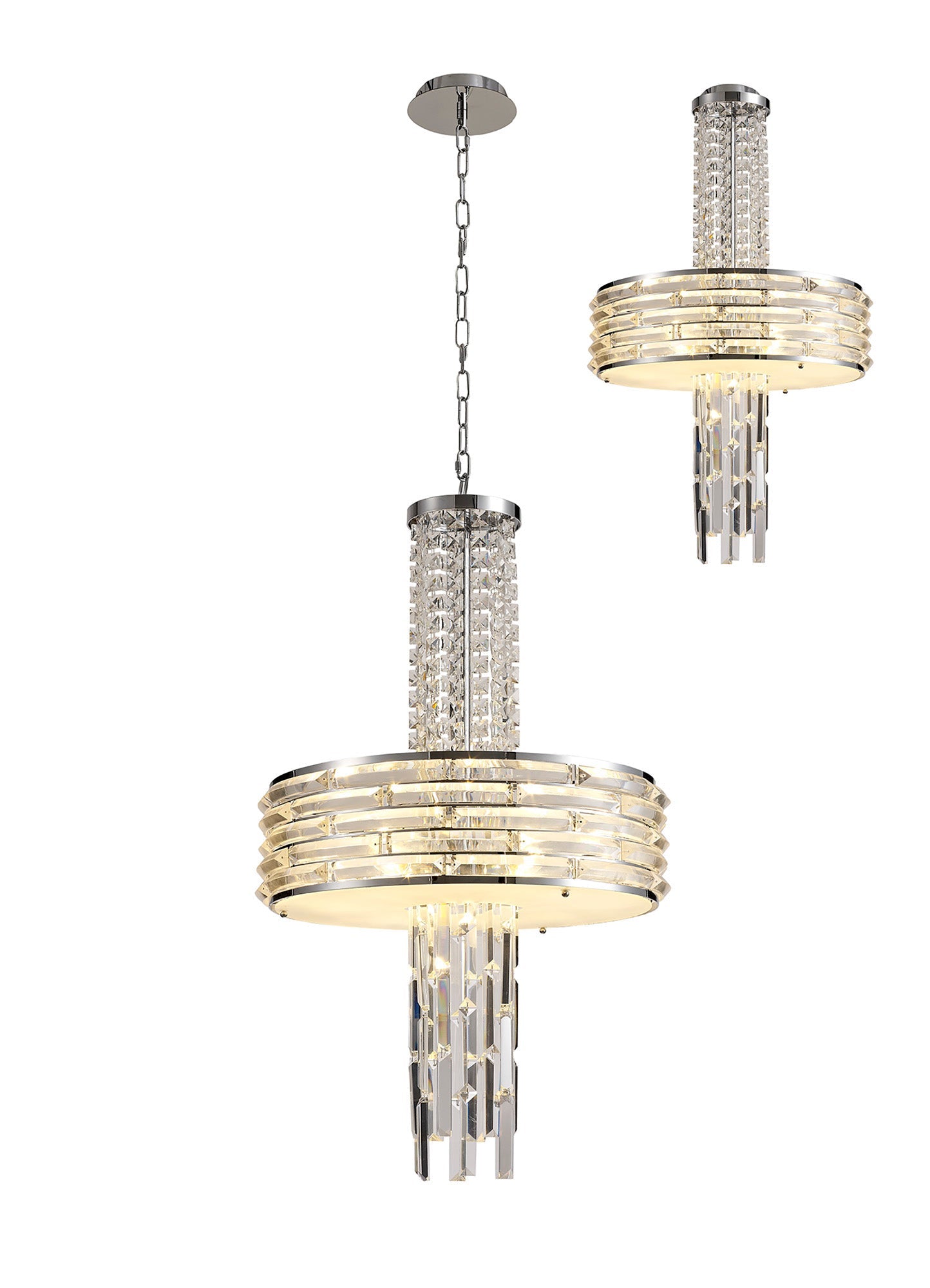 Wilmslow Pendant and Semi Ceiling Convertible, 7 x E14, Polished Chrome and Crystal