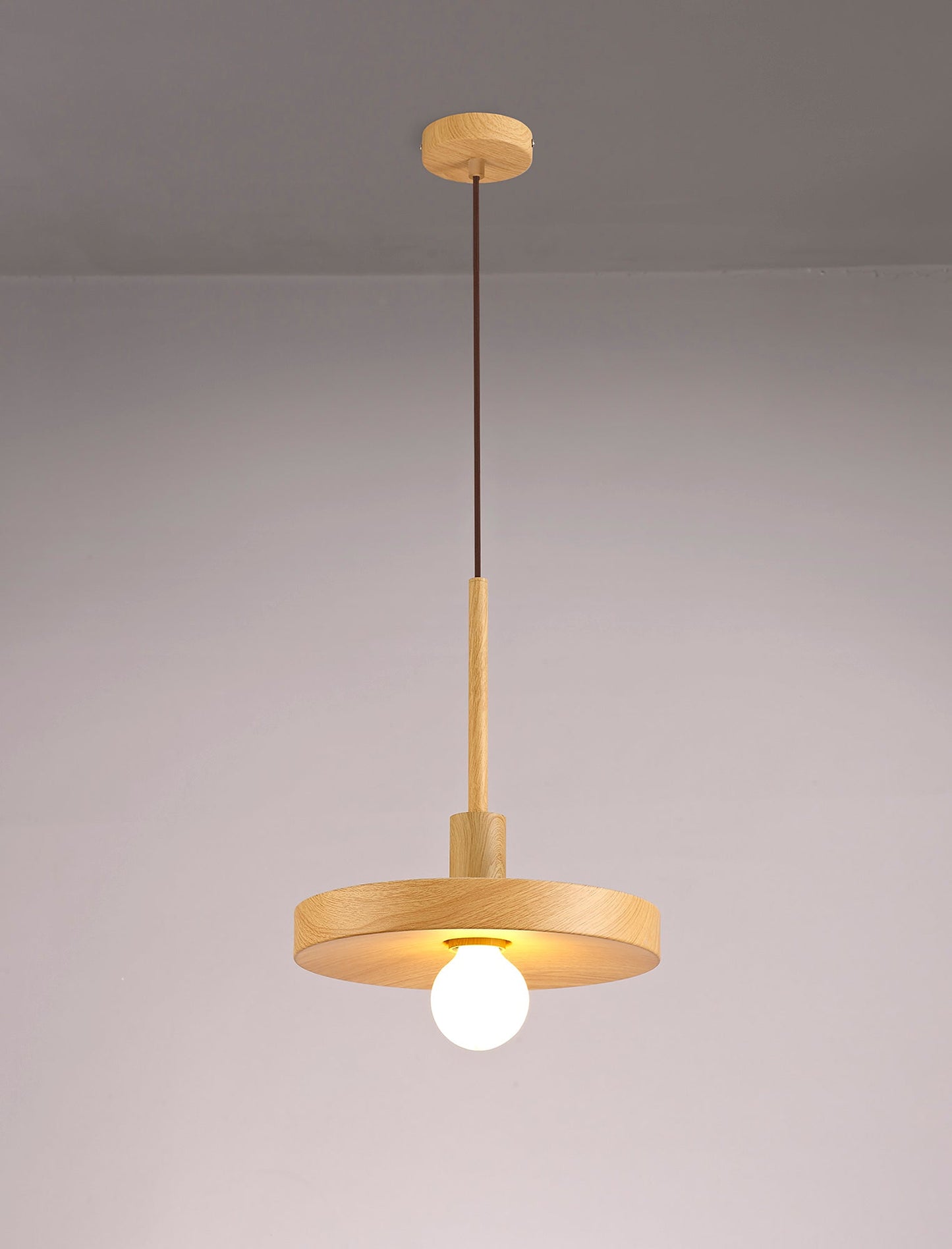 Woodford Single Pendant, 1 Light Adjustable E27, Wood Effect