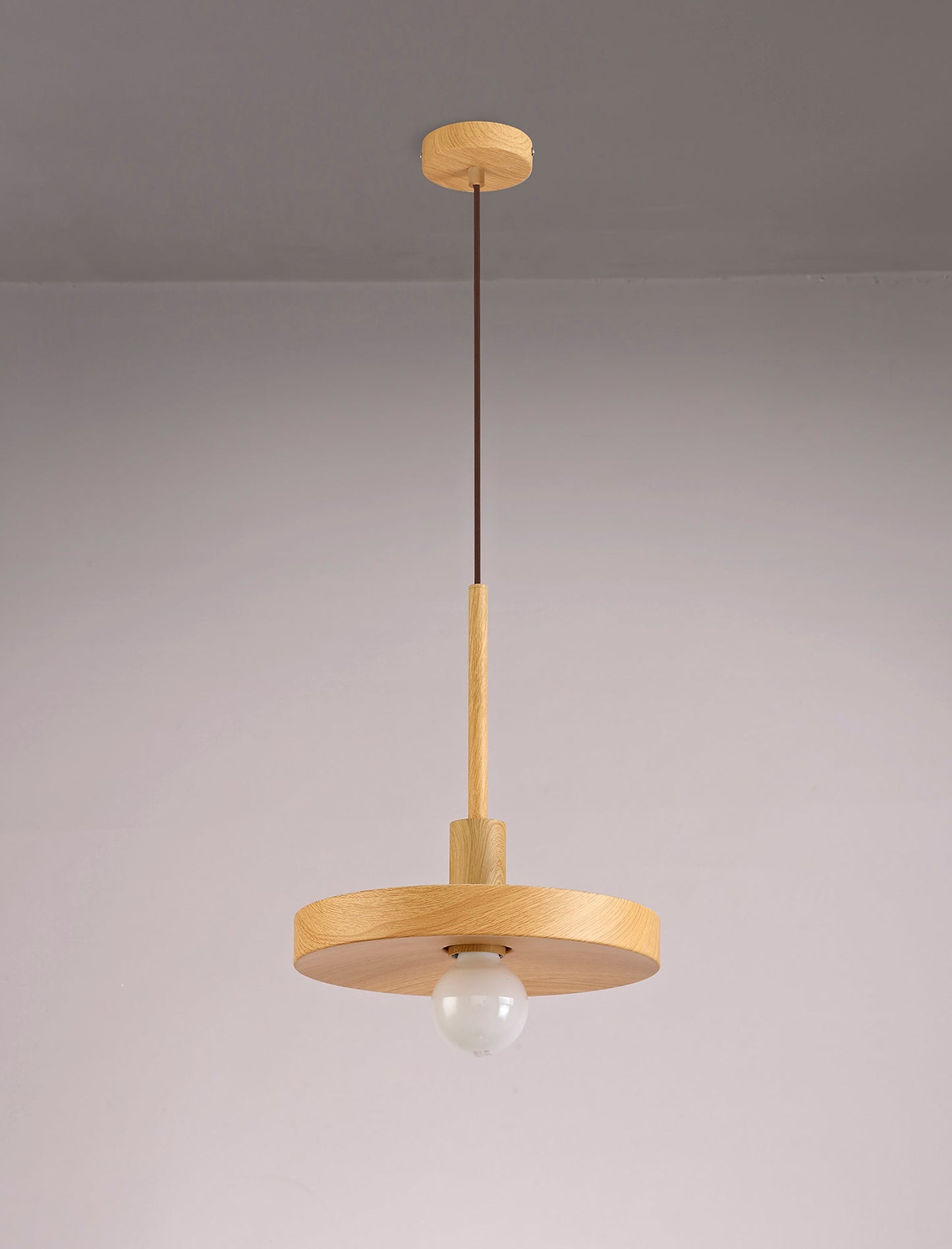 Woodford Single Pendant, 1 Light Adjustable E27, Wood Effect