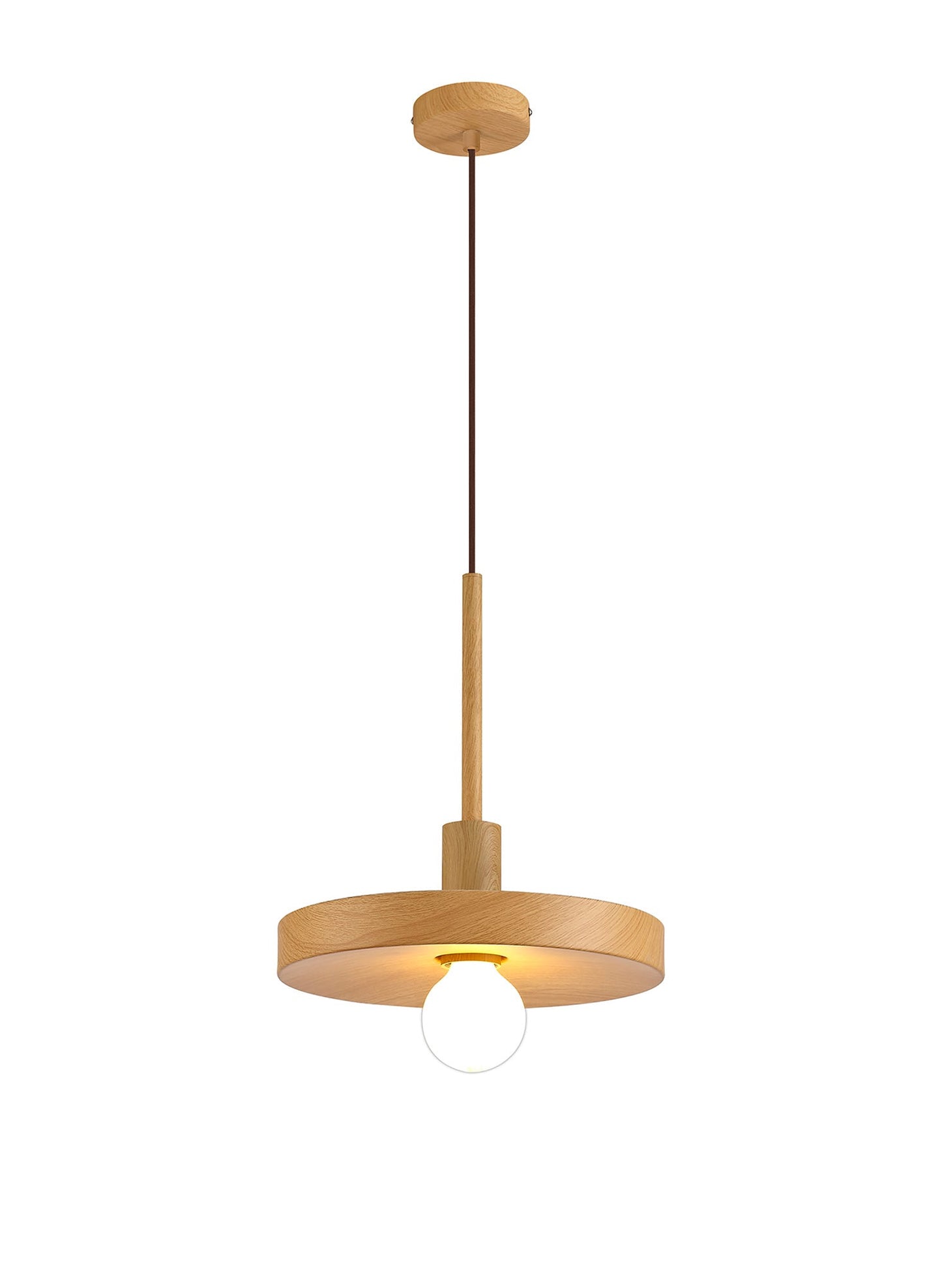Woodford Single Pendant, 1 Light Adjustable E27, Wood Effect