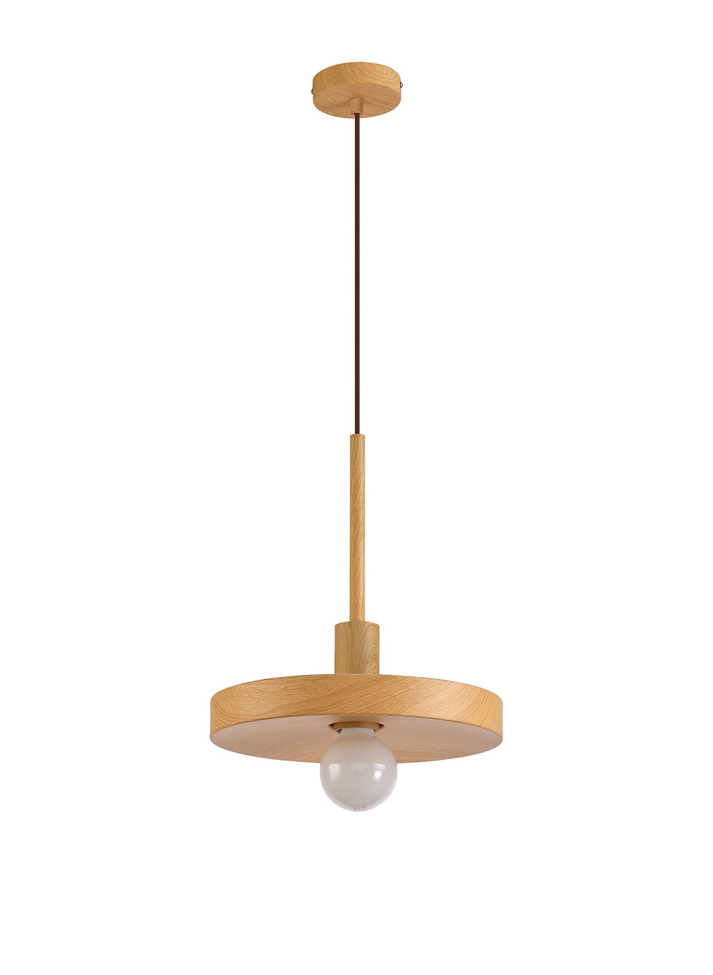 Woodford Single Pendant, 1 Light Adjustable E27, Wood Effect