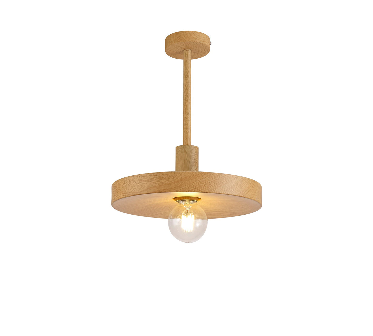 Woodford Single Pendant, 1 Light Adjustable E27, Wood Effect