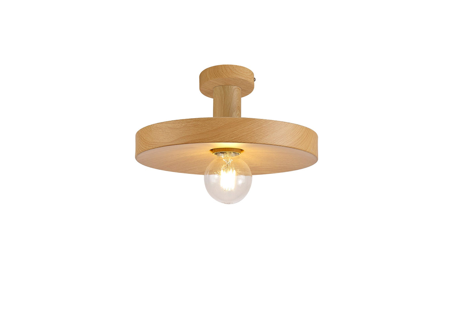 Woodford Single Pendant, 1 Light Adjustable E27, Wood Effect