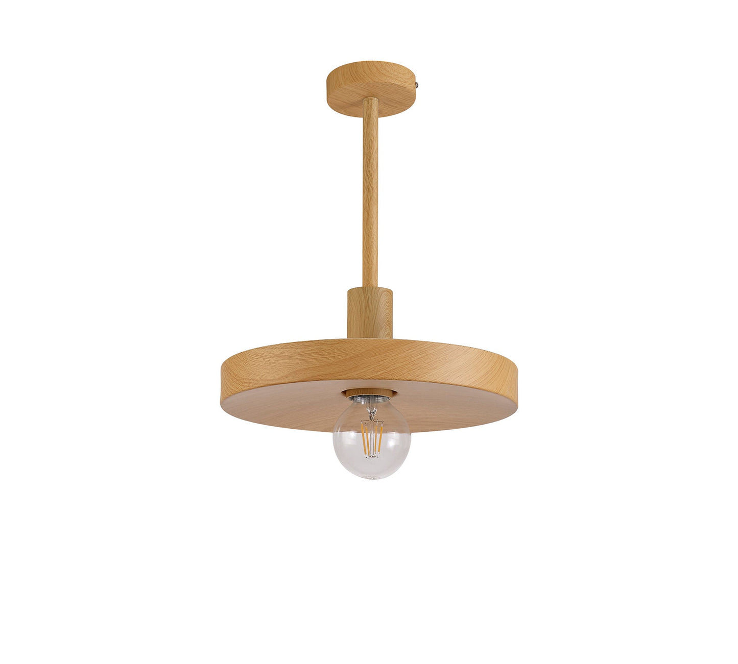 Woodford Single Pendant, 1 Light Adjustable E27, Wood Effect