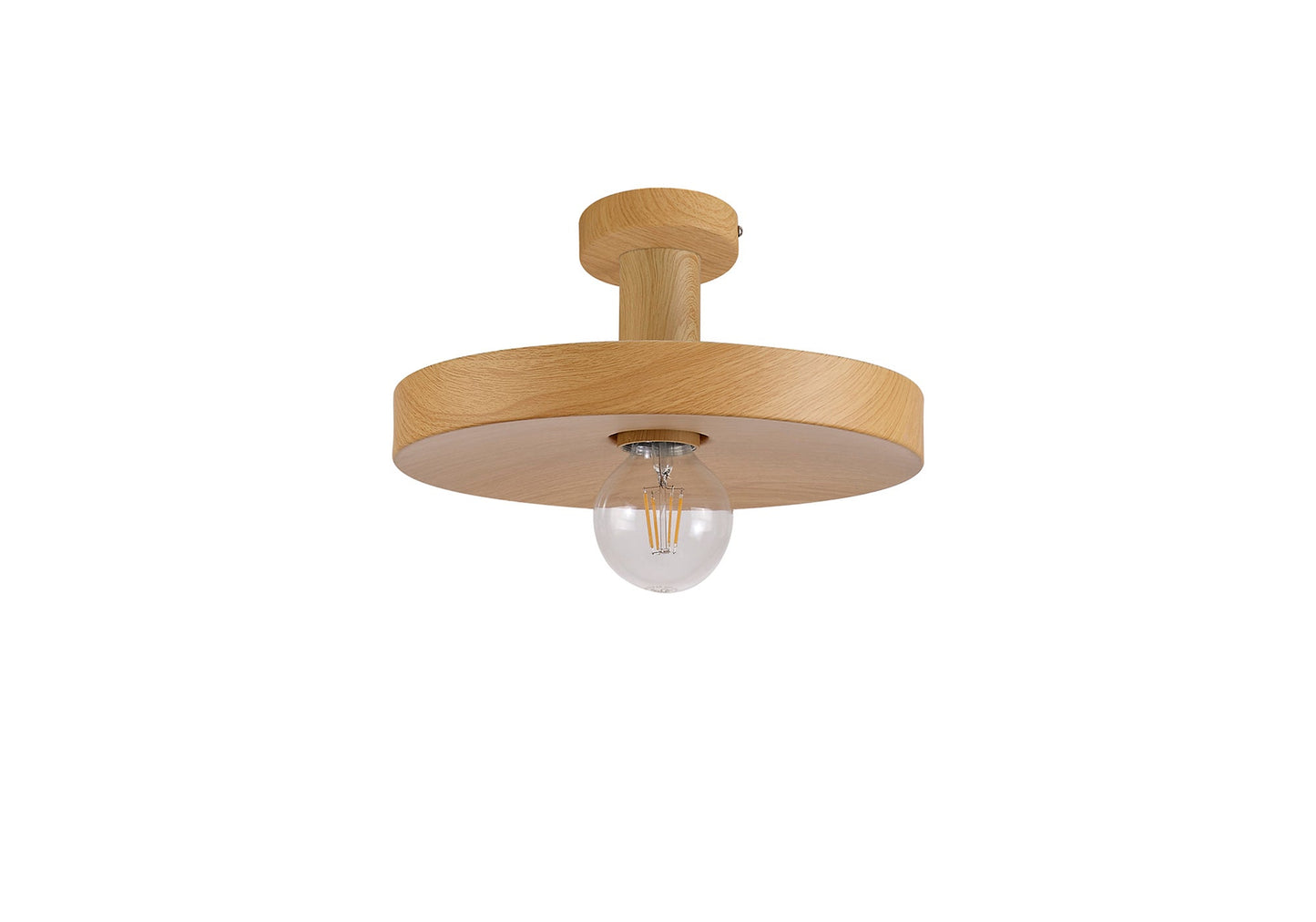 Woodford Single Pendant, 1 Light Adjustable E27, Wood Effect