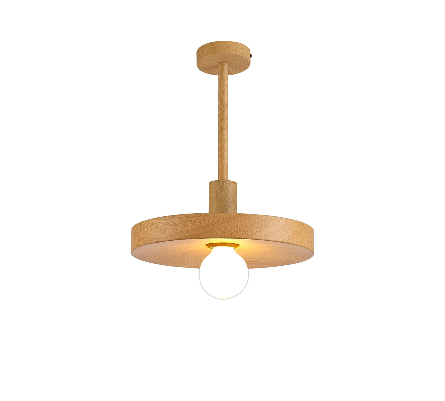 Woodford Single Pendant, 1 Light Adjustable E27, Wood Effect
