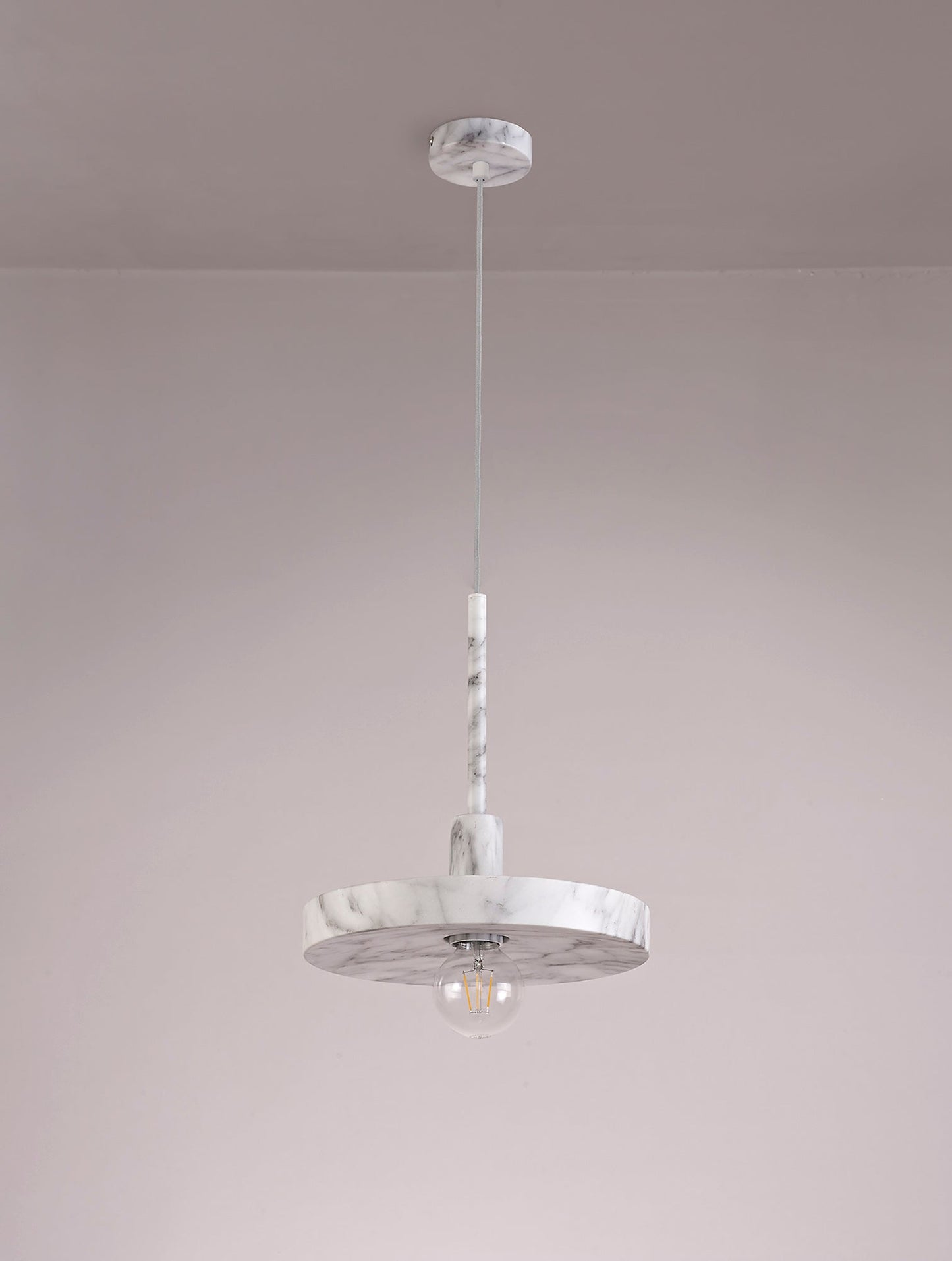 Woodford Single Pendant, 1 Light Adjustable E27, Marble Effect