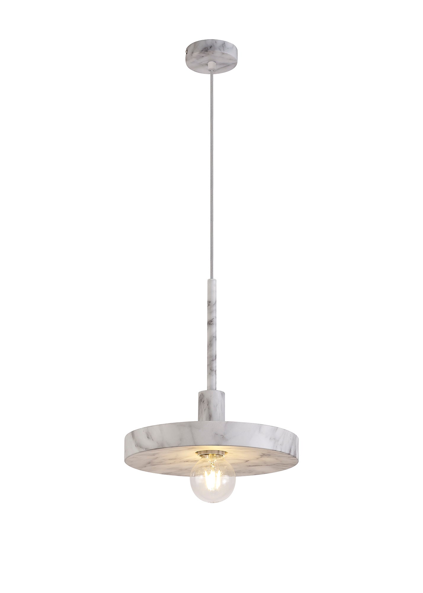 Woodford Single Pendant, 1 Light Adjustable E27, Marble Effect