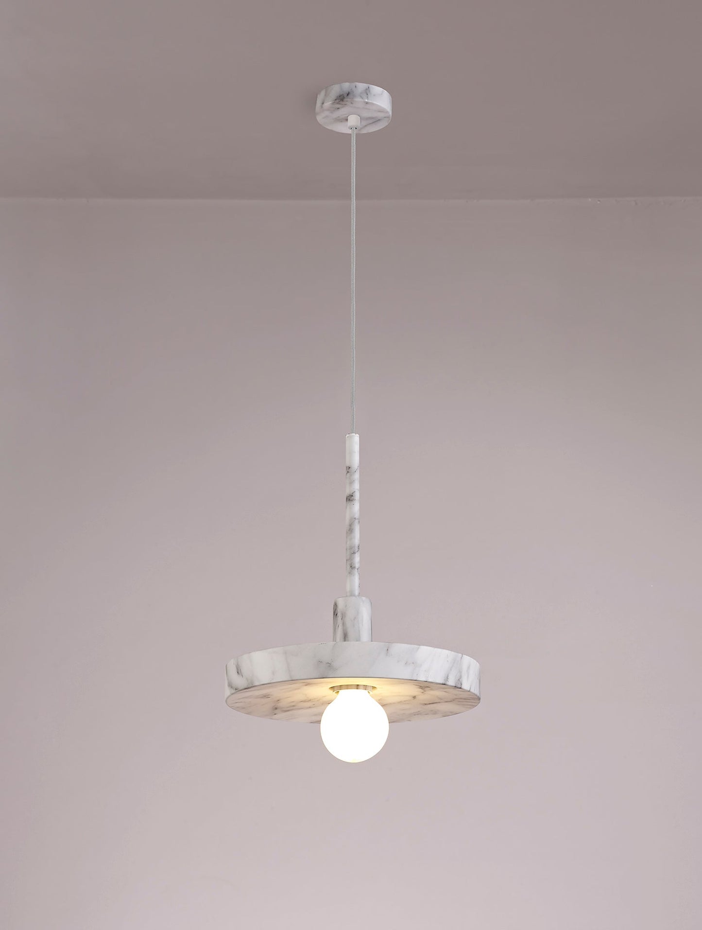Woodford Single Pendant, 1 Light Adjustable E27, Marble Effect