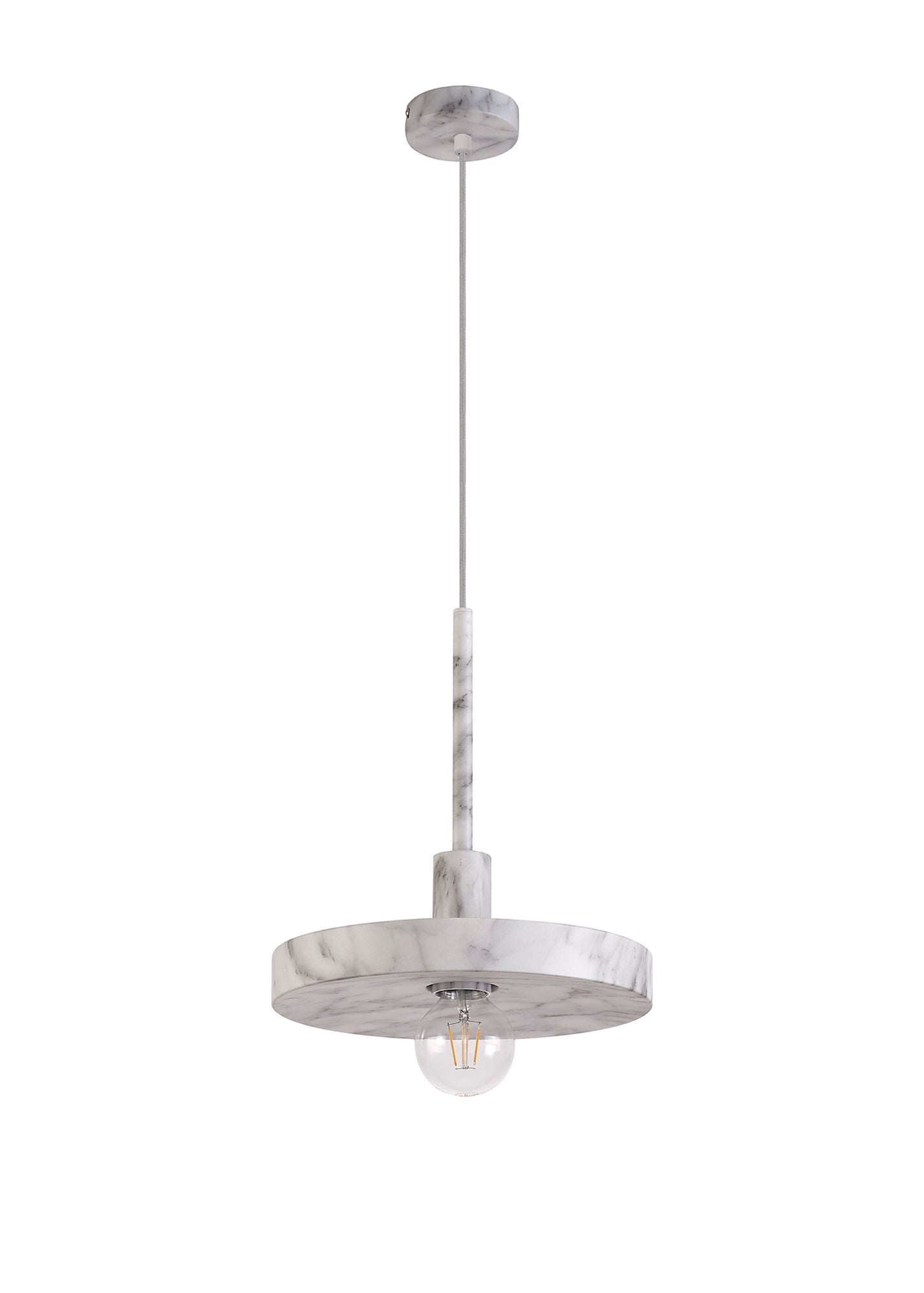 Woodford Single Pendant, 1 Light Adjustable E27, Marble Effect