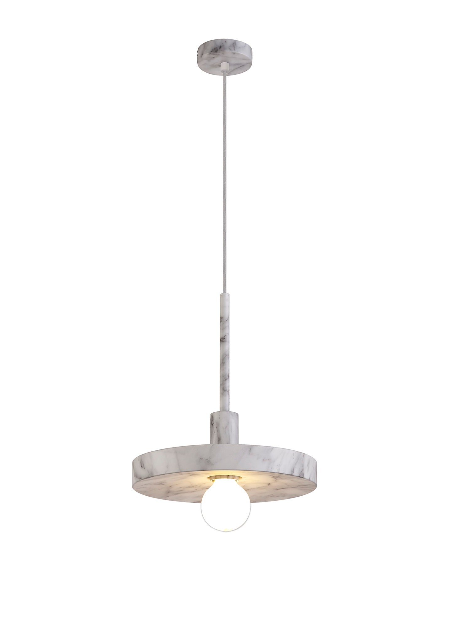 Woodford Single Pendant, 1 Light Adjustable E27, Marble Effect