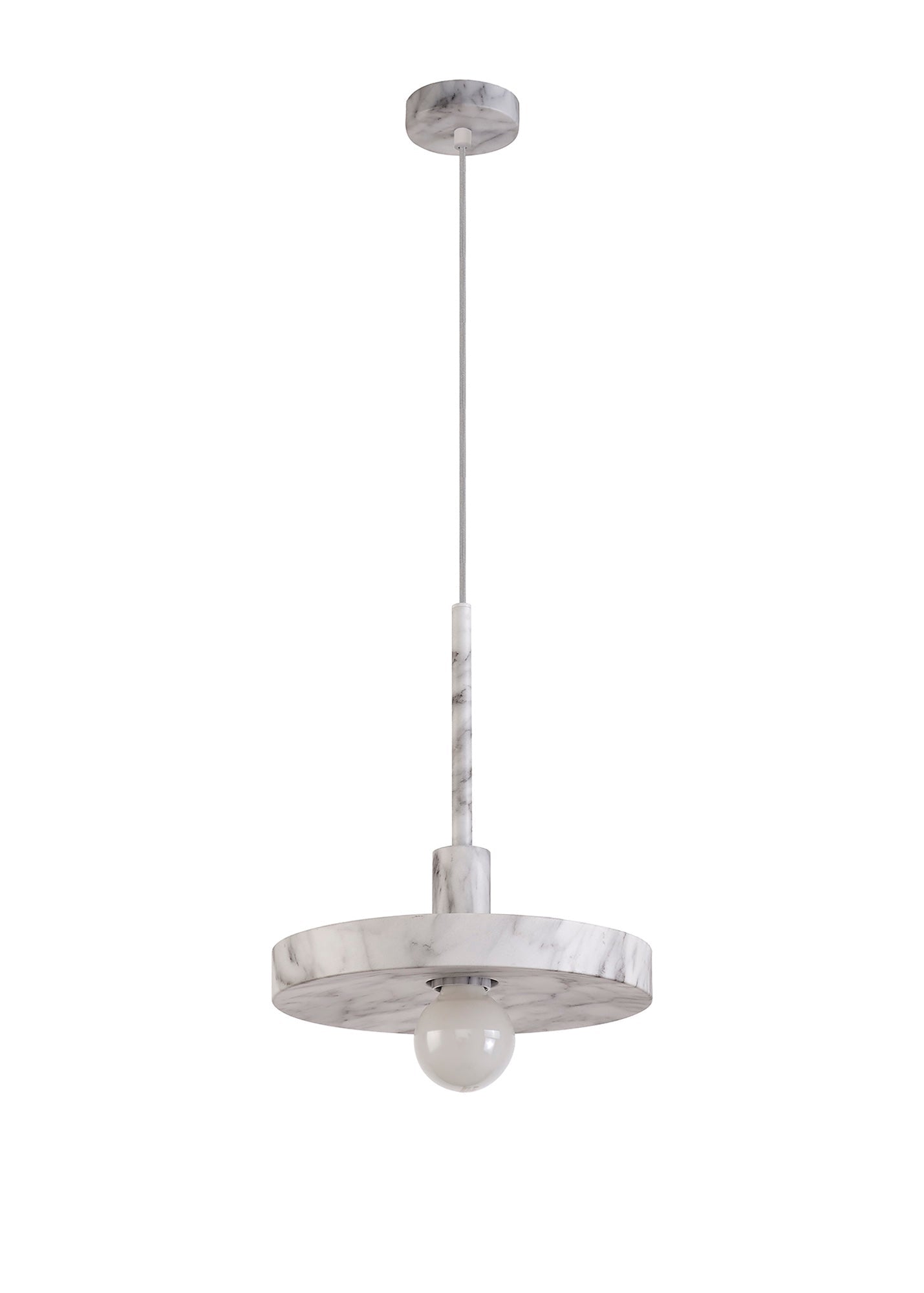 Woodford Single Pendant, 1 Light Adjustable E27, Marble Effect