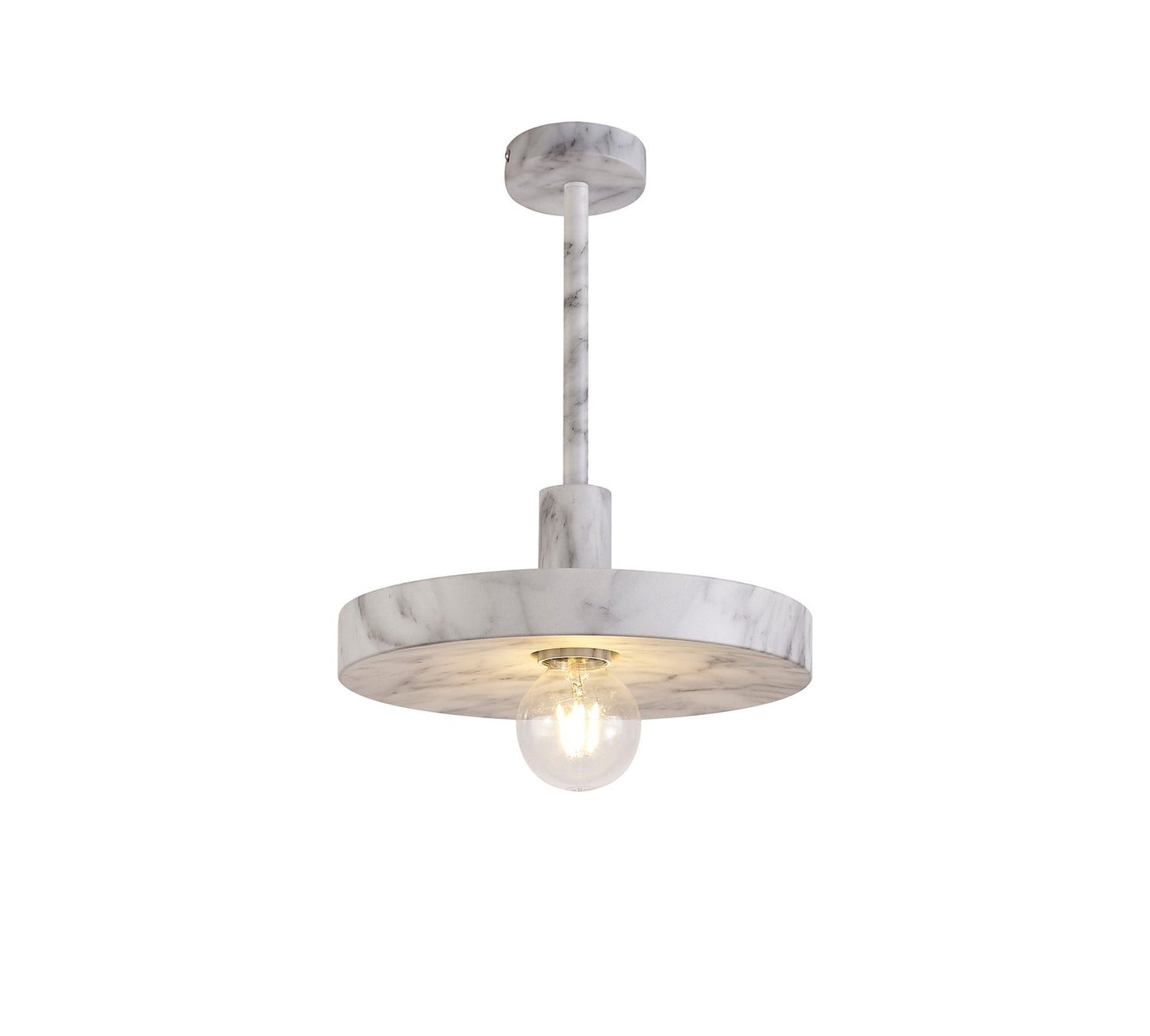 Woodford Single Pendant, 1 Light Adjustable E27, Marble Effect