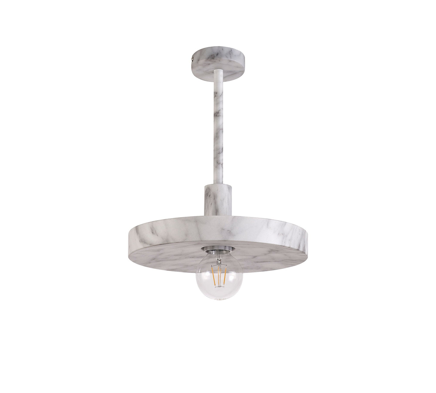 Woodford Single Pendant, 1 Light Adjustable E27, Marble Effect