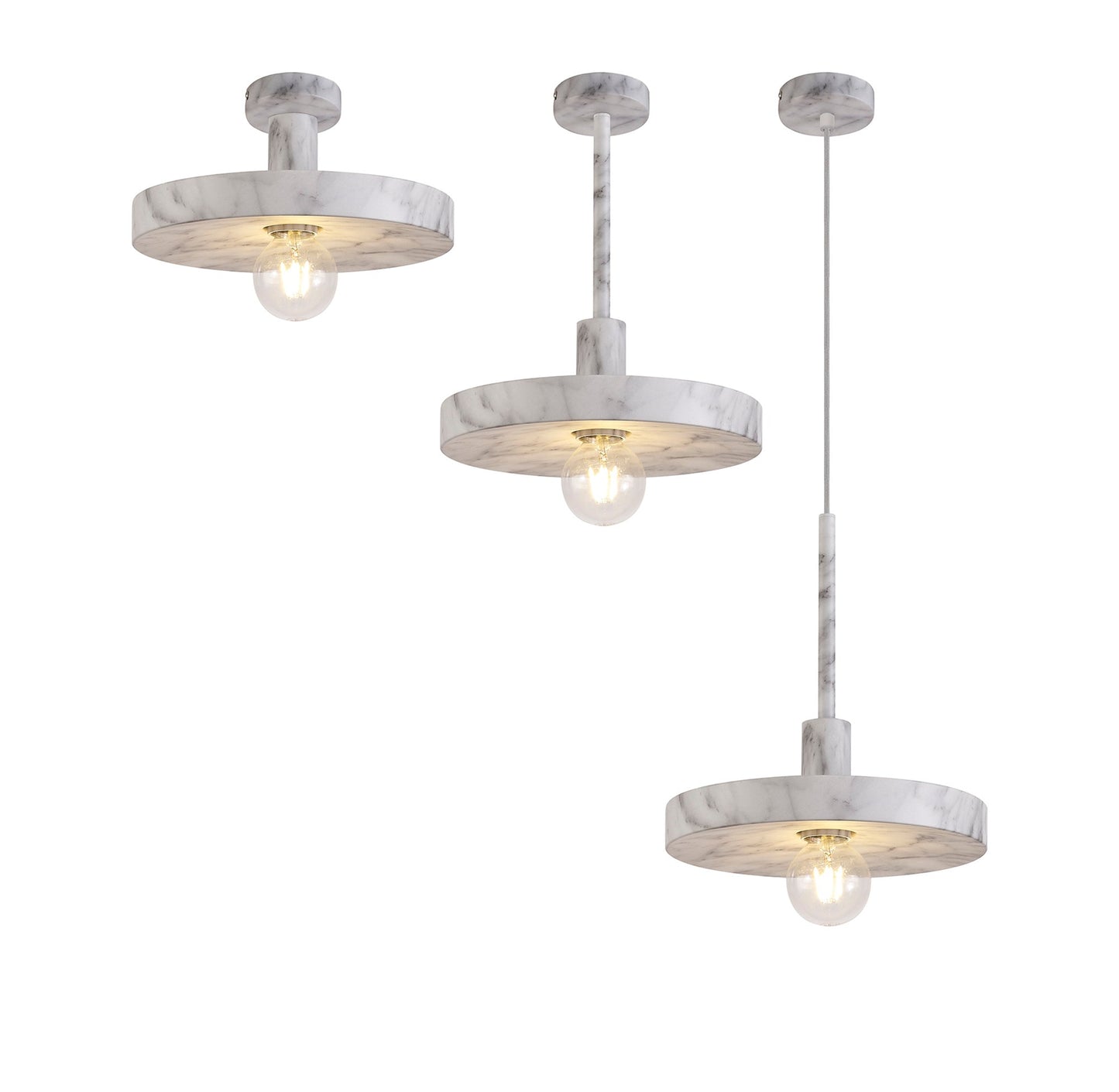 Woodford Single Pendant, 1 Light Adjustable E27, Marble Effect