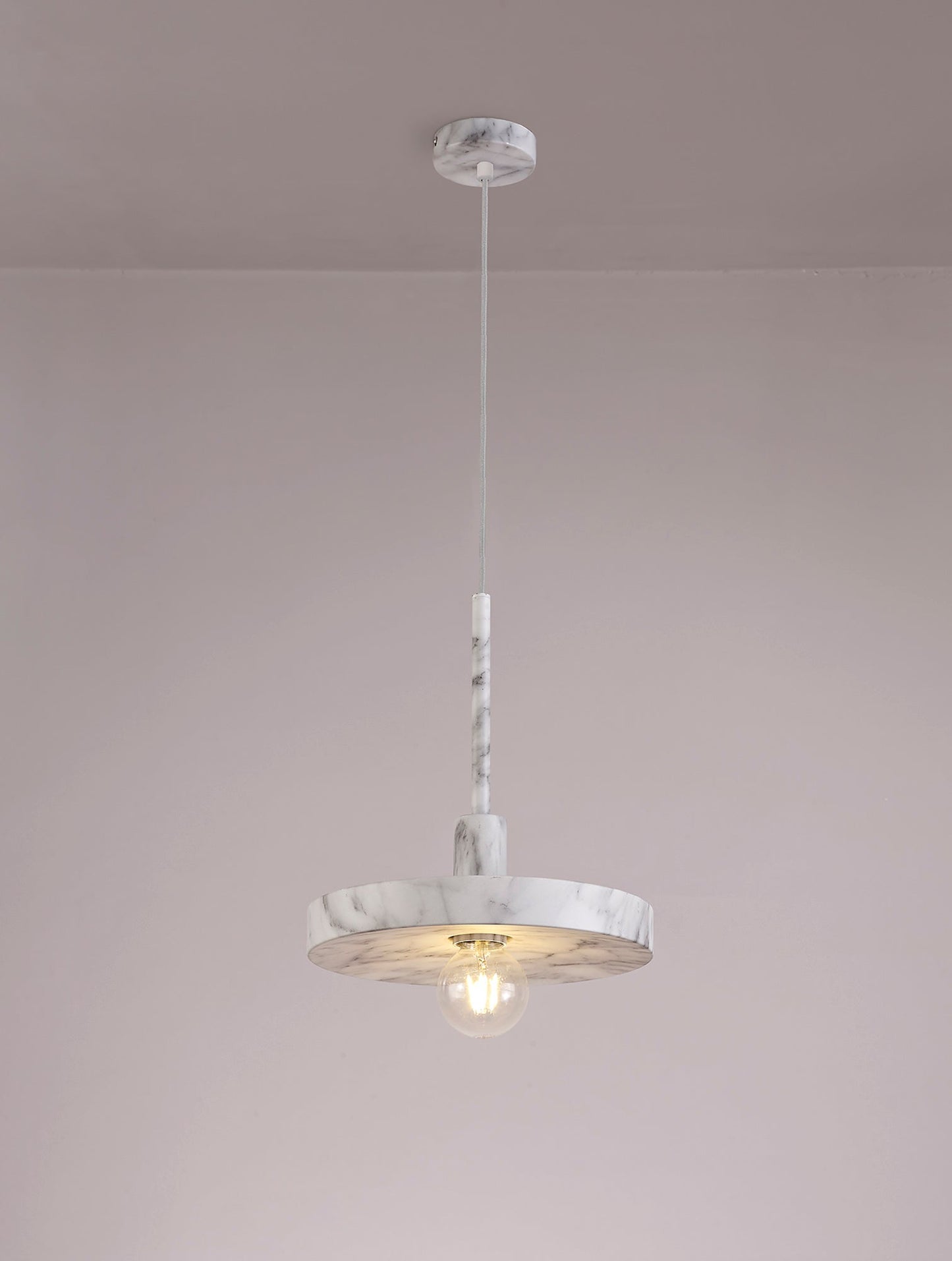 Woodford Single Pendant, 1 Light Adjustable E27, Marble Effect